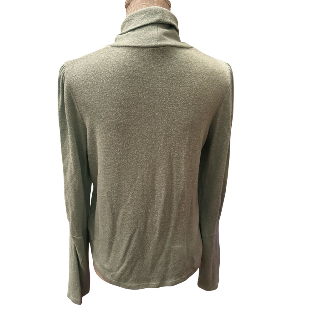 Anthropologie Mint Green Puff-Sleeved Turtleneck Top - Picture 4 of 11